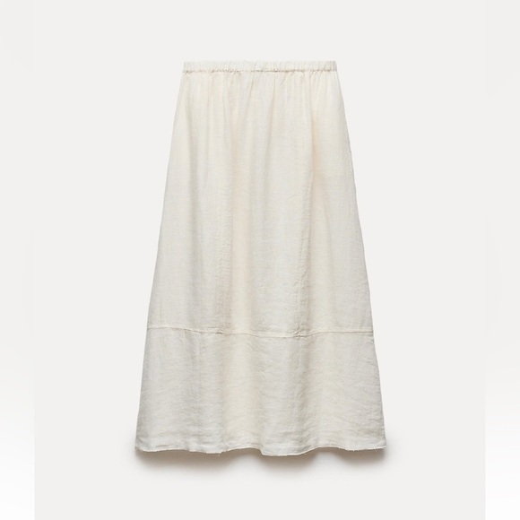 New ZARA 100% Linen Midi Skirt ZW Collection - Picture 4 of 7